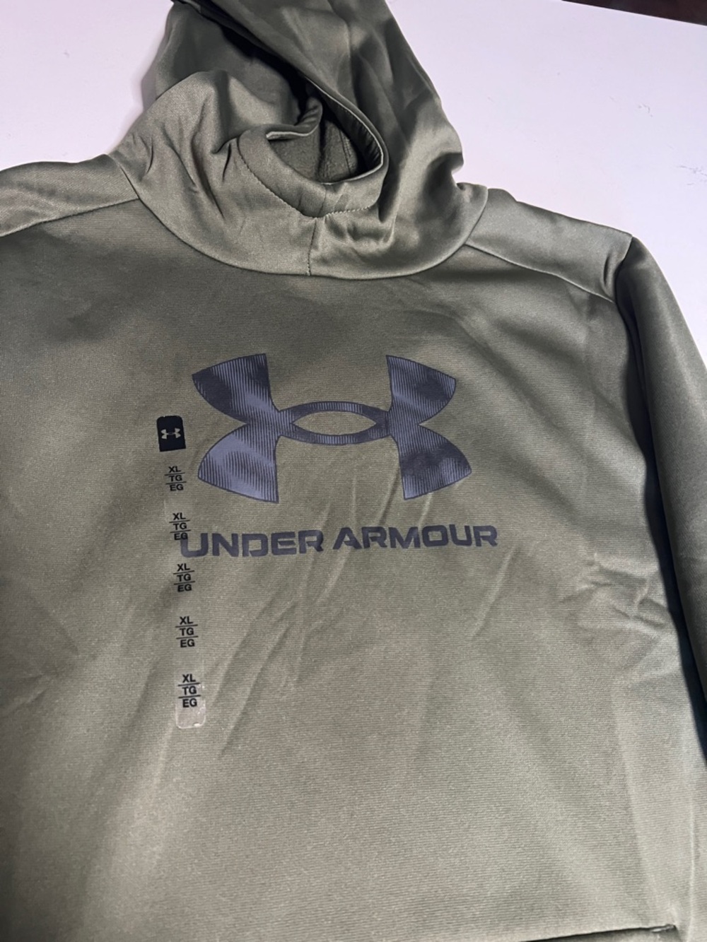 Under Armour Olive Green Pullover Hoodie with Black Logo - Picture 2 of 4